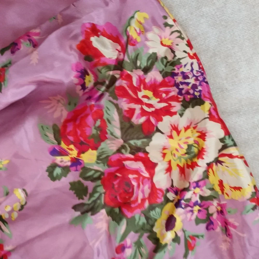 Pink Satin Floral Robe Kimono Tie Waist OS
